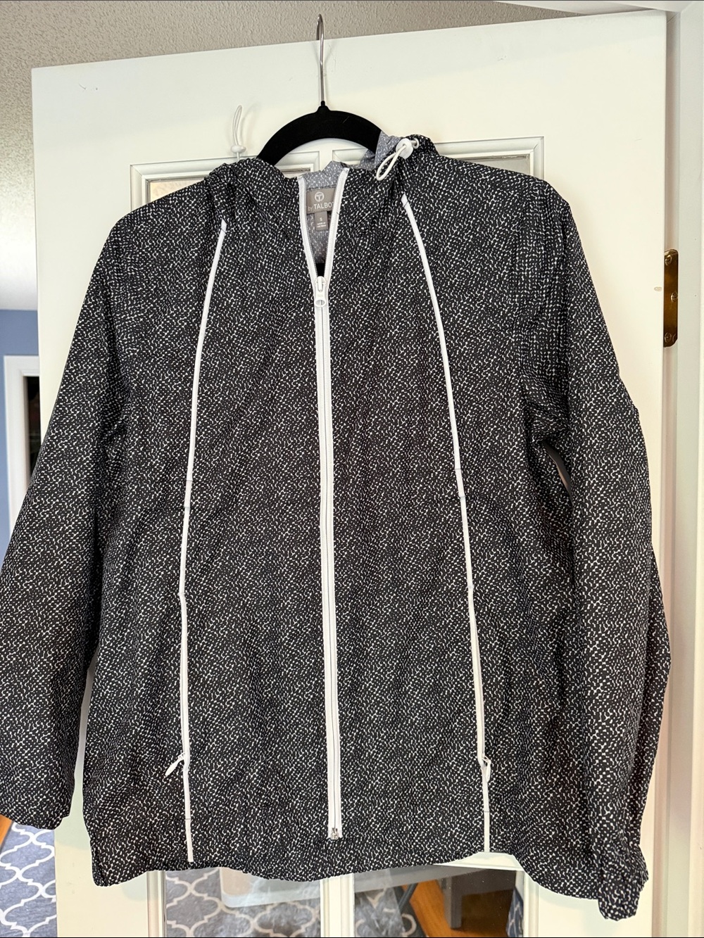 T by Talbots Gray Hooded Zip Jacket with White Fleck
